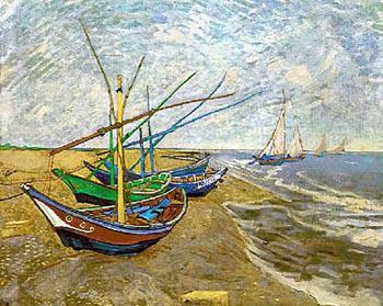 Vincent van Gogh - Fishing Boats on the Beach at Saintes-Maries-De-La-Mer 1888