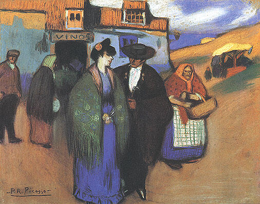 Pablo Picasso - Spanish Couple in Front of an Inn (1900)