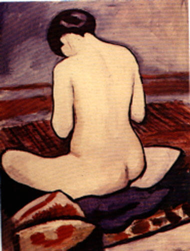 August Macke - Sitting Nude (1911)