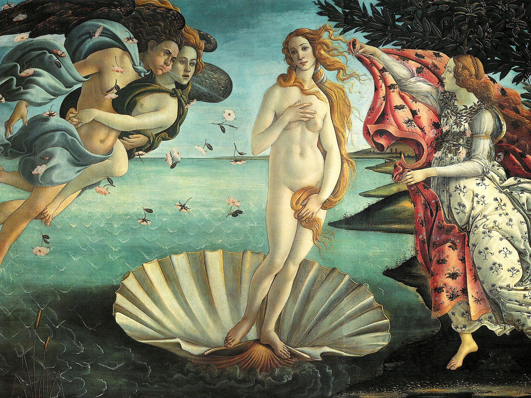 The Birth of Venus 1483-85 Detail 3 By Sandro Botticelli