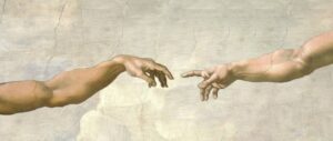 Touching the Hand of God By Michelangel