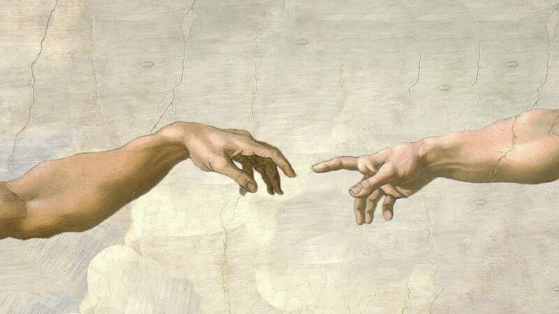 Touching the Hand of God By Michelangel