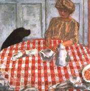 The Red Checkered Tablecloth By Pierre Bonnard