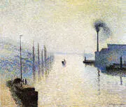 River Early Morning 1888 By Camille Pissarro