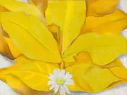 Yellow Hickory Leaves with Daisy 1928 By Georgia O'Keeffe