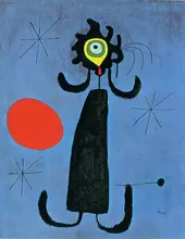 Joan Miro Woman in front of the Sun By Joan Miro