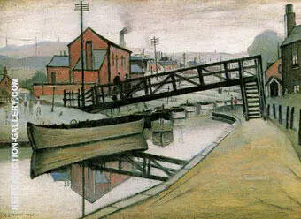 Barges on a Canal 1941 By L-S-Lowry
