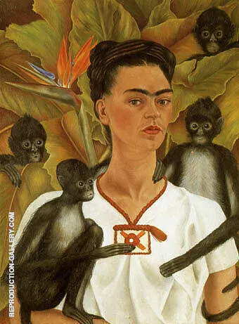 Self Portrait with Monkeys 1943 By Frida Kahlo