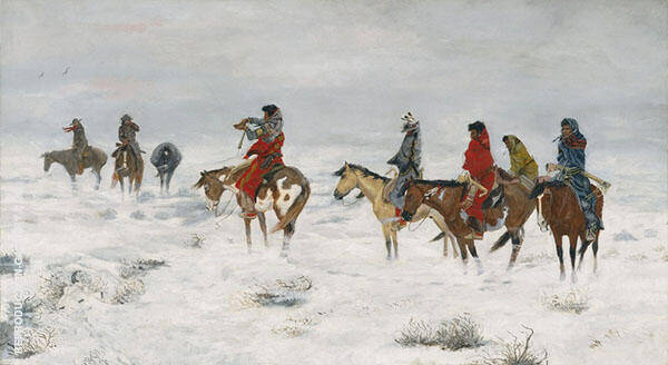 Lost in a Snowstorm 1888 by Charles M Russell | Oil Painting Reproduction