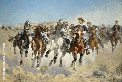 Dismounted The Fourth Troopers Moving Led Horses By Frederic Remington
