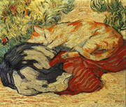 Cats on a Red Cloth 1909 By Franz Marc