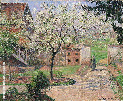 Plum Trees in Bloom Eragny by Camille Pissarro | Oil Painting Reproduction