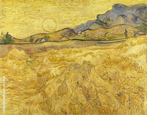 Wheat Field with Reaper and Sun 1889 | Oil Painting Reproduction