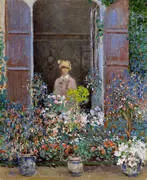 Camille Monet at the Window By Claude Monet
