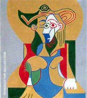 Seated Woman in Yellow and Green Hat By Pablo Picasso