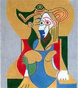 Seated Woman in Yellow and Green Hat By Pablo Picasso