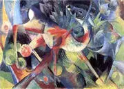 Deer in a Flower Garden By Franz Marc