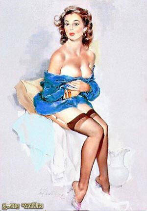 Pretty in Blue by Pin Ups | Oil Painting Reproduction
