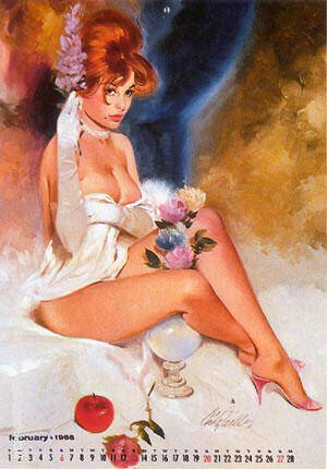 Miss February by Pin Ups | Oil Painting Reproduction