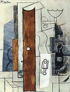 Guitar Gas-Jet and Bottle 1913 By Pablo Picasso