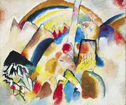 Landscape with 2 Red Spots 1913 By Wassily Kandinsky
