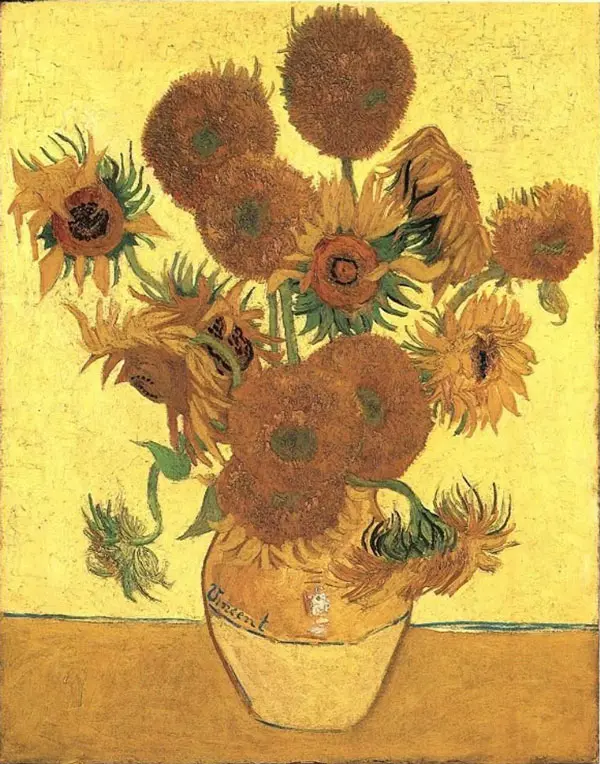 Vase with Fifteen Sunflowers 1888 By Vincent van Gogh
