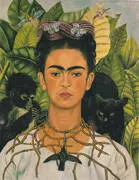 Self Portrait with Thorn Necklace and Hummingbird 1940 By Frida Kahlo