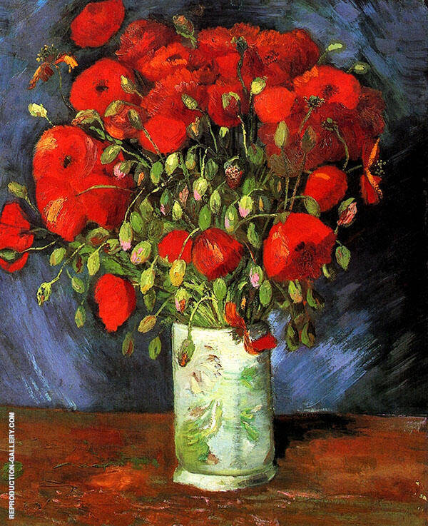 Vase with Red Poppies by Vincent van Gogh | Oil Painting Reproduction