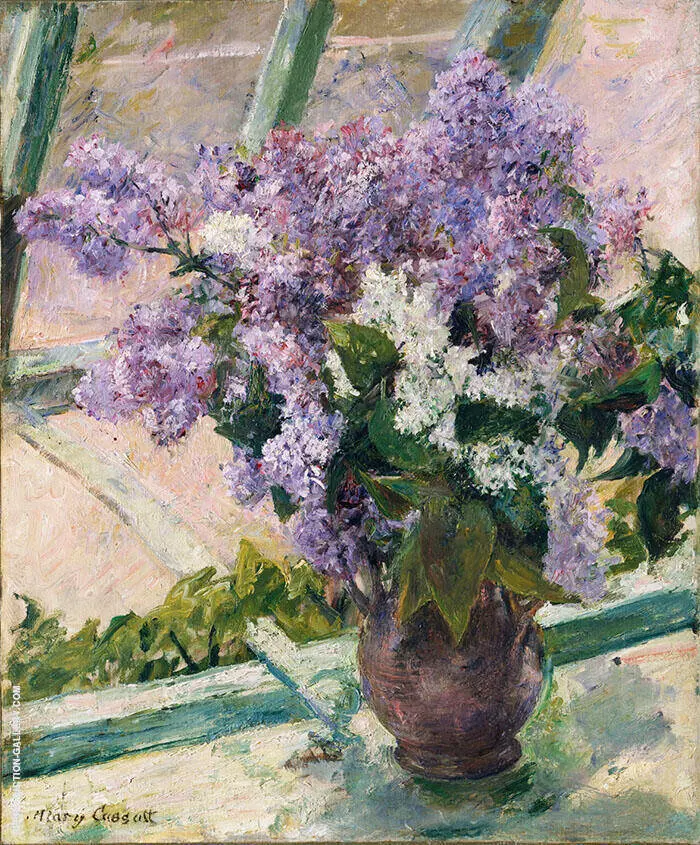 Lilacs In a Window 1889 By Mary Cassatt