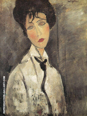 Woman with Black Necktie 1917 | Oil Painting Reproduction