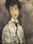 Woman with Black Necktie 1917 By Amedeo Modigliani