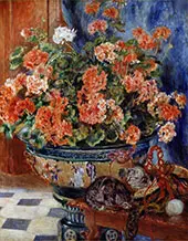Geraniums and Cats 1881 By Pierre Auguste Renoir