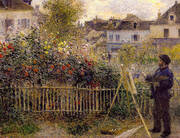 Monet Painting in his Argenteuil Garden 1873 By Claude Monet