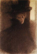 Portrait of a Lady with Cape and Hat 1897 By Gustav Klimt