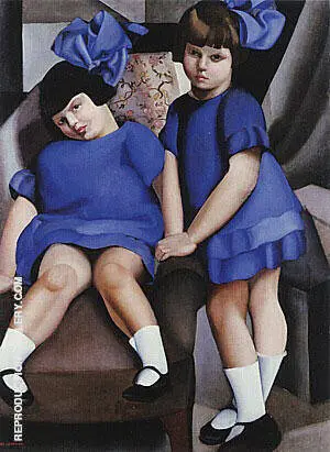 Two Little Girls with Ribbons 1925 By Tamara de Lempicka