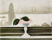Pink Dish and Green Leaves 1928 By Georgia O'Keeffe