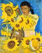 Muchacha Con Girasoles (Sunflowers) By Diego Rivera