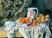 Still Life with Curtain and Flowered Pitcher 1899 By Paul Cezanne