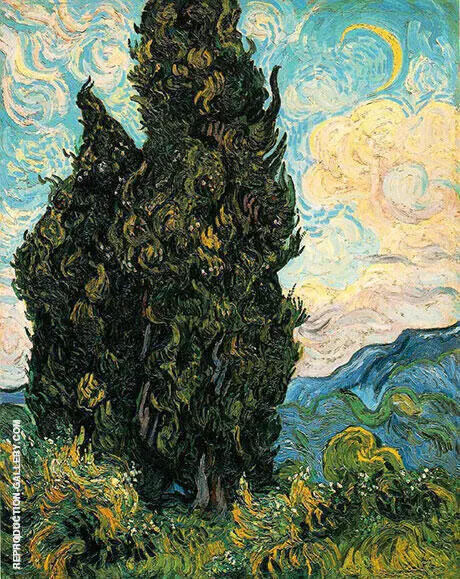 Cypresses 1889 By Vincent van Gogh