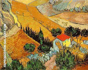 Landscape with House and Ploughman 1889 By Vincent van Gogh