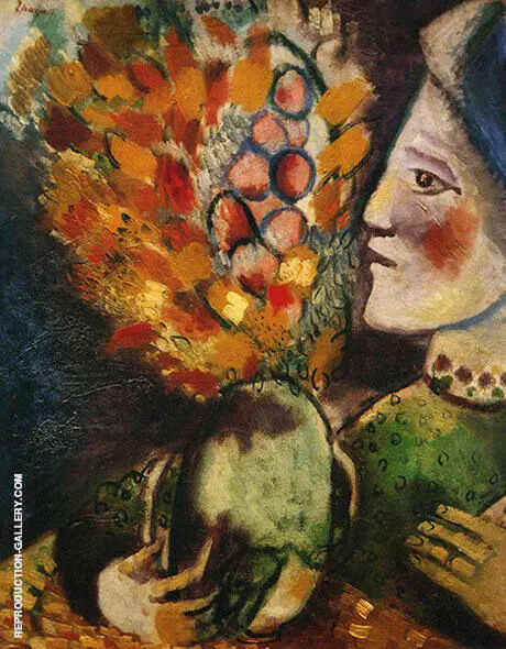 Woman with a Bouquet, 1910 By Marc Chagall