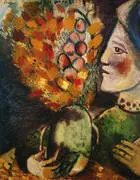 Woman with a Bouquet, 1910 By Marc Chagall
