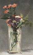 Pinks and Clematis in a Crystal Vase 1882 By Edouard Manet