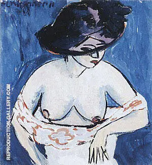 Female Nude with Hat 1911 By Ernst Kirchner