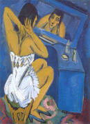 Toilette Woman in front of a Mirror c1913-1920 By Ernst Kirchner