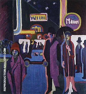 Street Scene at Night c1926 By Ernst Kirchner