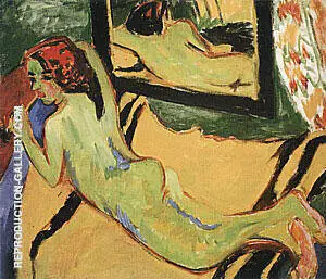 Reclining Nude with Pipe c1909-10 By Ernst Kirchner