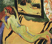 Reclining Nude with Pipe c1909-10 By Ernst Kirchner