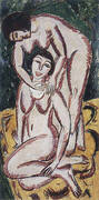 Two Female Nudes on a Vertical Format 1911 By Ernst Kirchner