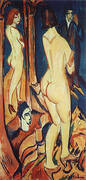 Nude Viewed from the Back with Mirror and Man 1912 By Ernst Kirchner